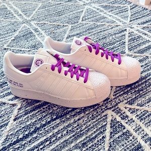 White Adidas sz 7.5 Primegreen Vegan Bold Platform Superstar NEW eco friendly